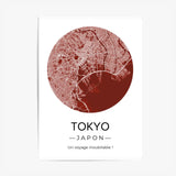 Affiche carte ville Personnalisée Rond