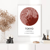 Affiche carte ville Personnalisée Rond