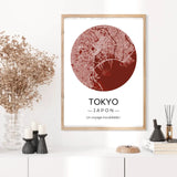 Affiche carte ville Personnalisée Rond