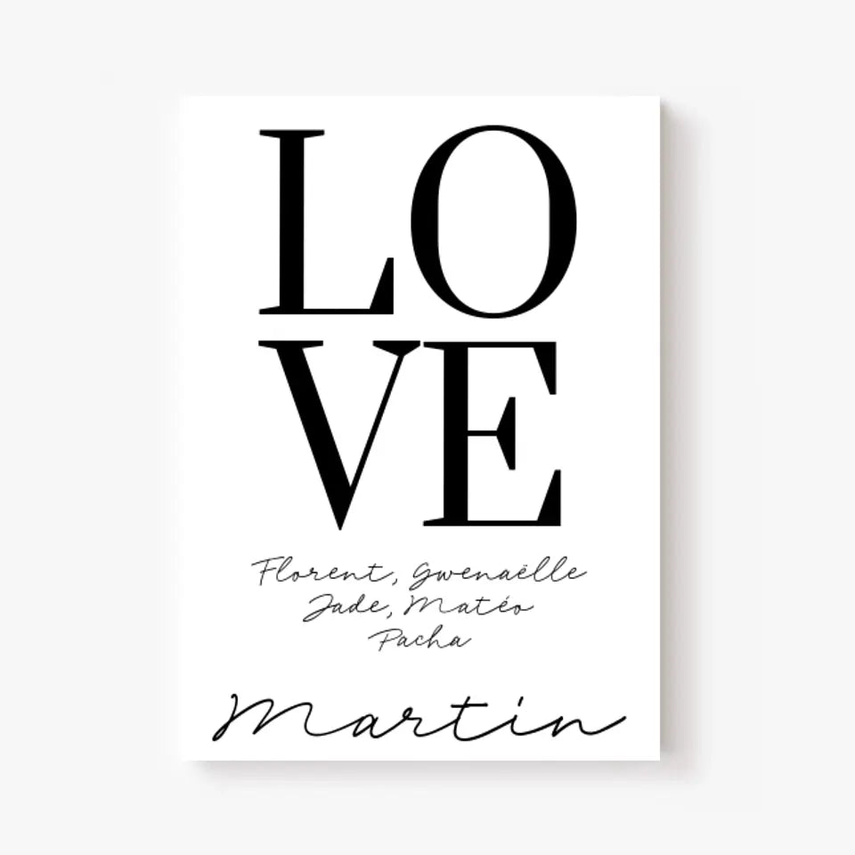 Tableau Famille Personnalisé Love