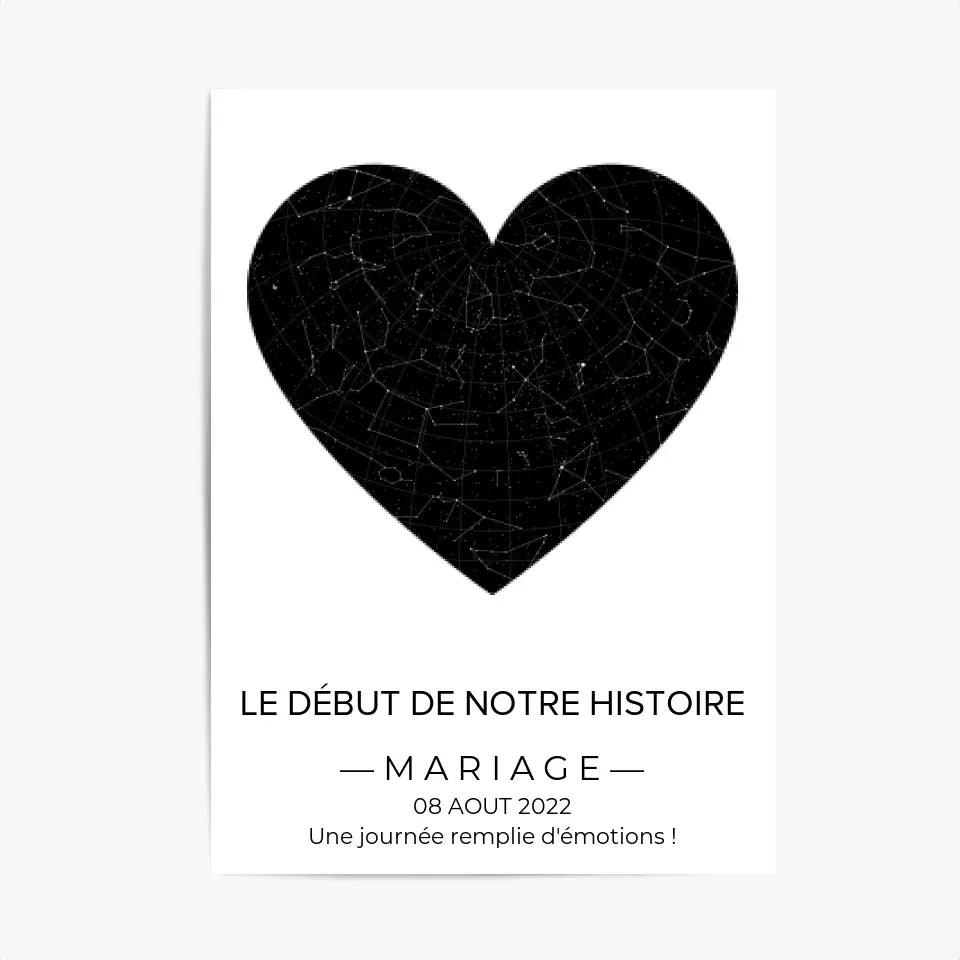 Tableau carte du ciel personnalisé Coeur