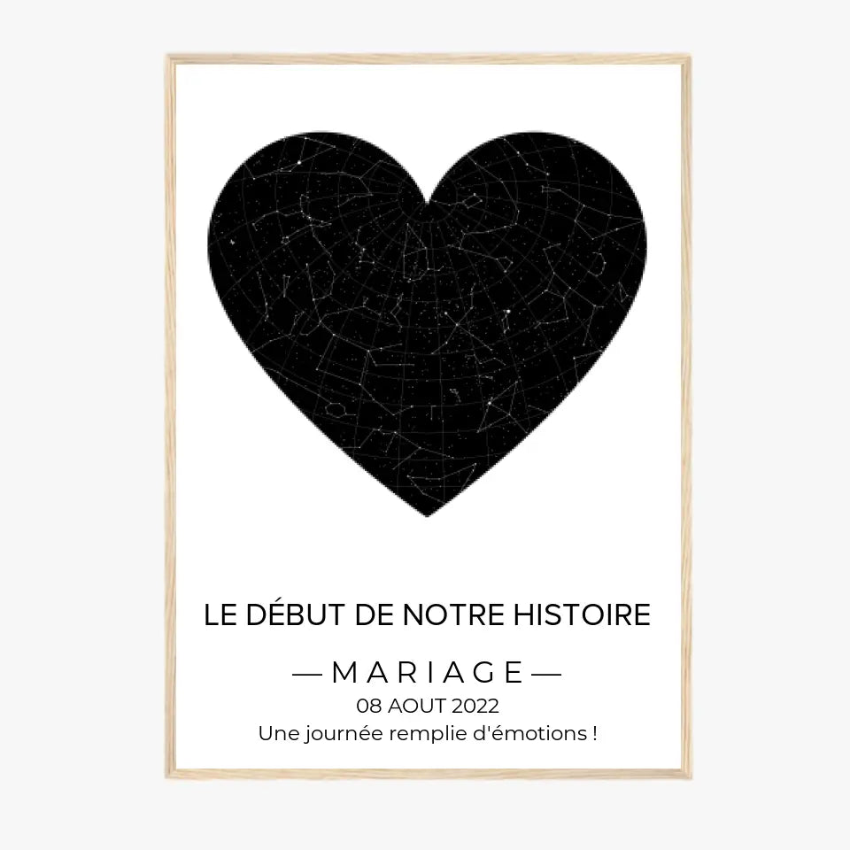 Tableau carte du ciel personnalisé Coeur