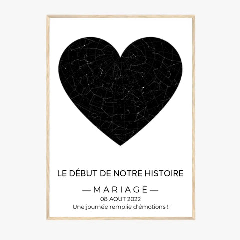 Tableau carte du ciel personnalisé Coeur