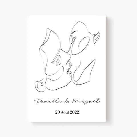 Tableau Couple Personnalisé Line Art Kiss