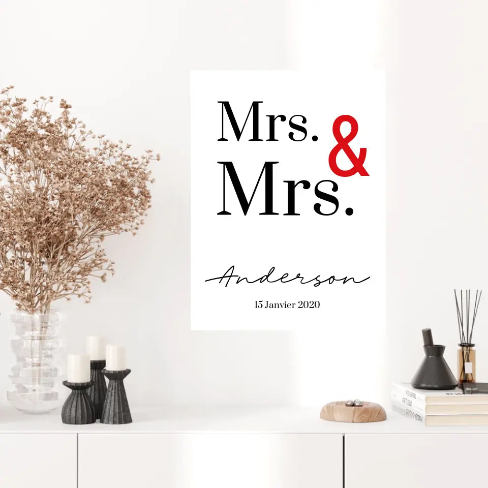 Tableau Couple Personnalisé Mrs and Mrs