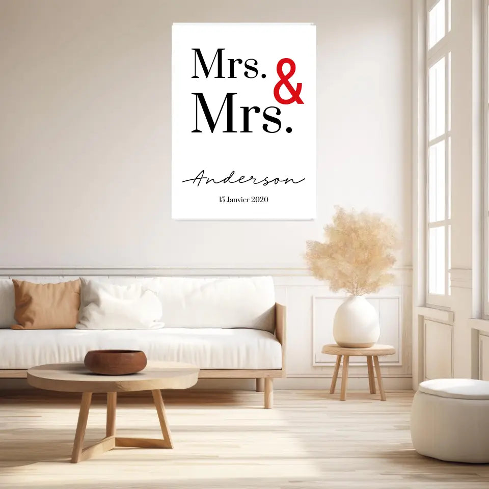 Tableau Couple Personnalisé Mrs and Mrs