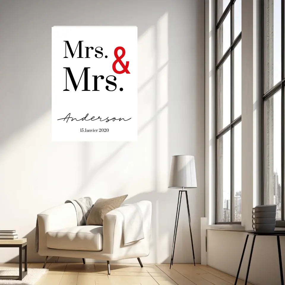 Tableau Couple Personnalisé Mrs and Mrs