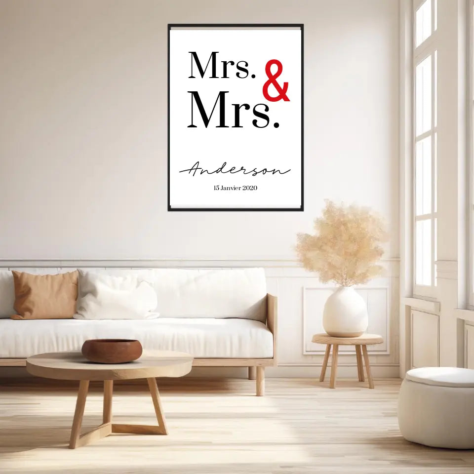 Tableau Couple Personnalisé Mrs and Mrs