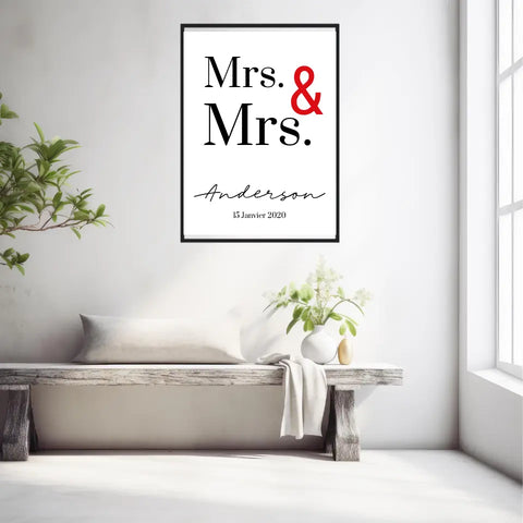 Tableau Couple Personnalisé Mrs and Mrs