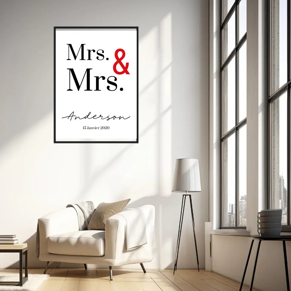 Tableau Couple Personnalisé Mrs and Mrs