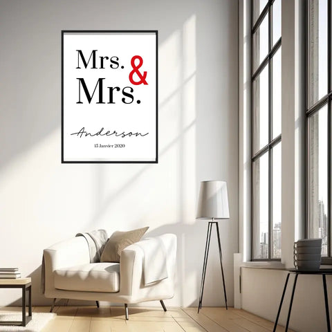 Tableau Couple Personnalisé Mrs and Mrs