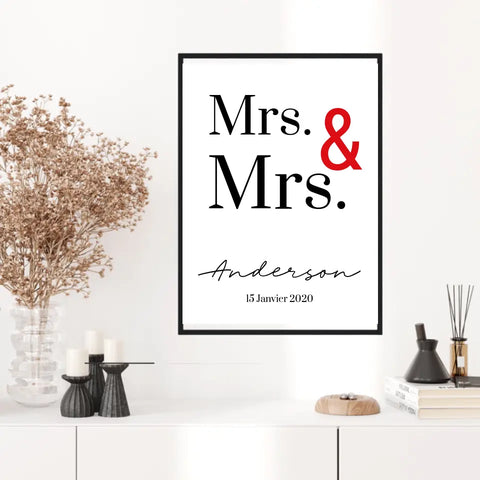 Tableau Couple Personnalisé Mrs and Mrs