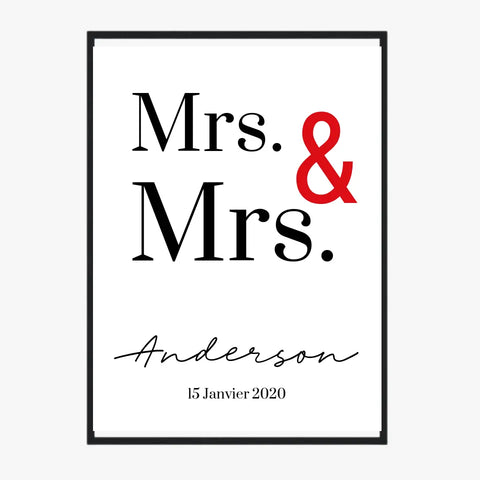 Tableau Couple Personnalisé Mrs and Mrs