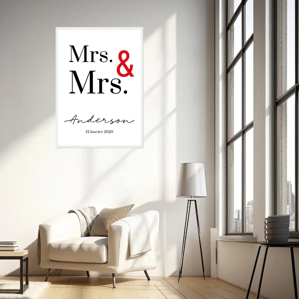 Tableau Couple Personnalisé Mrs and Mrs