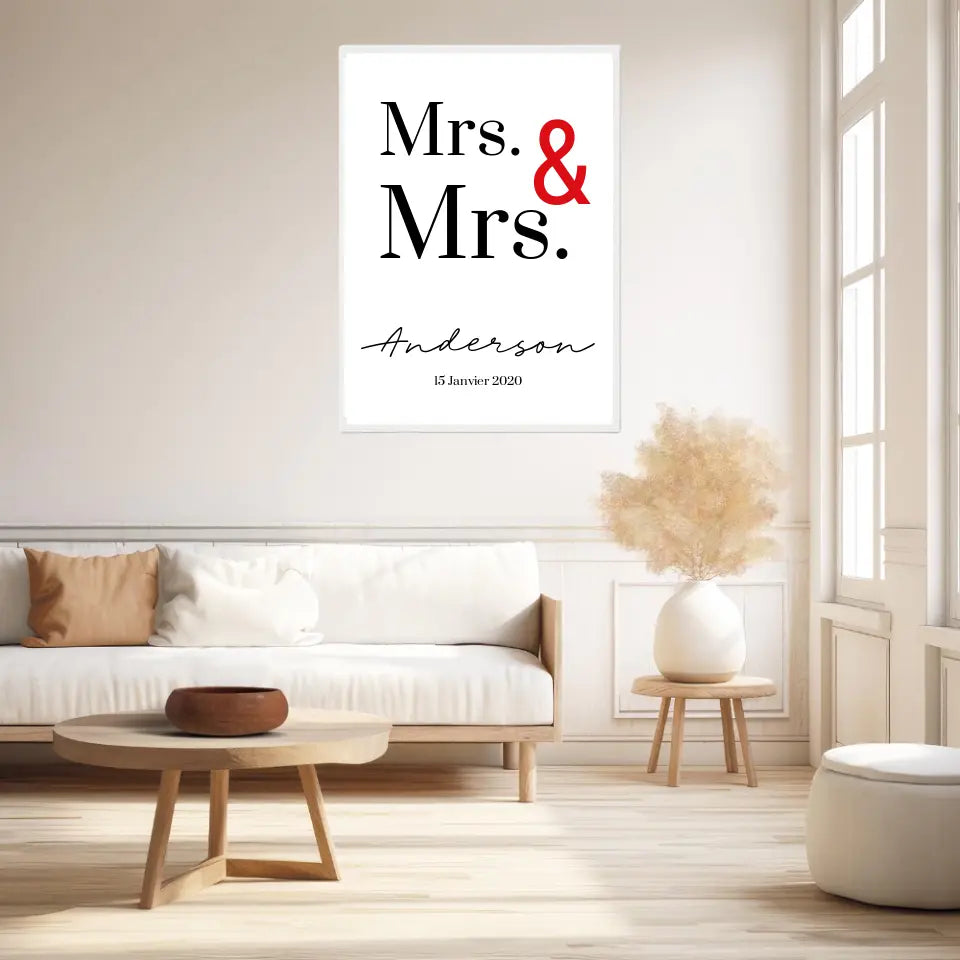 Tableau Couple Personnalisé Mrs and Mrs