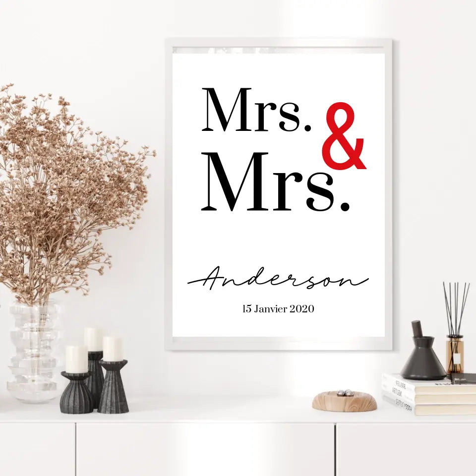 Tableau Couple Personnalisé Mrs and Mrs