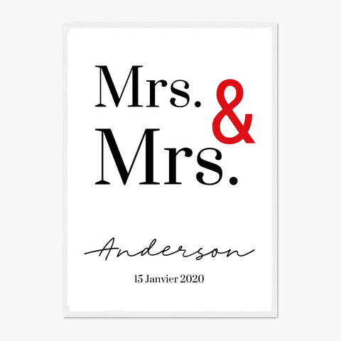 Tableau Couple Personnalisé Mrs and Mrs