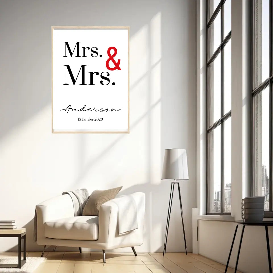 Tableau Couple Personnalisé Mrs and Mrs