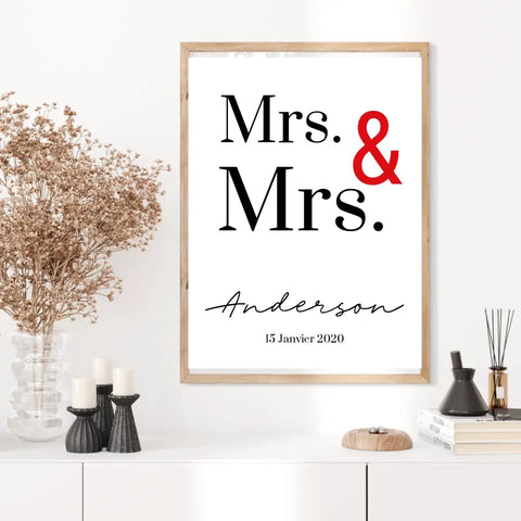 Tableau Couple Personnalisé Mrs and Mrs