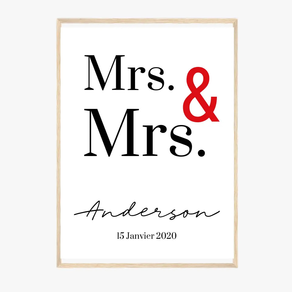 Tableau Couple Personnalisé Mrs and Mrs