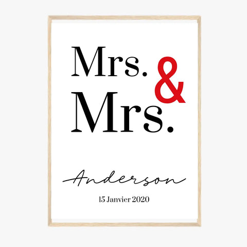 Tableau Couple Personnalisé Mrs and Mrs