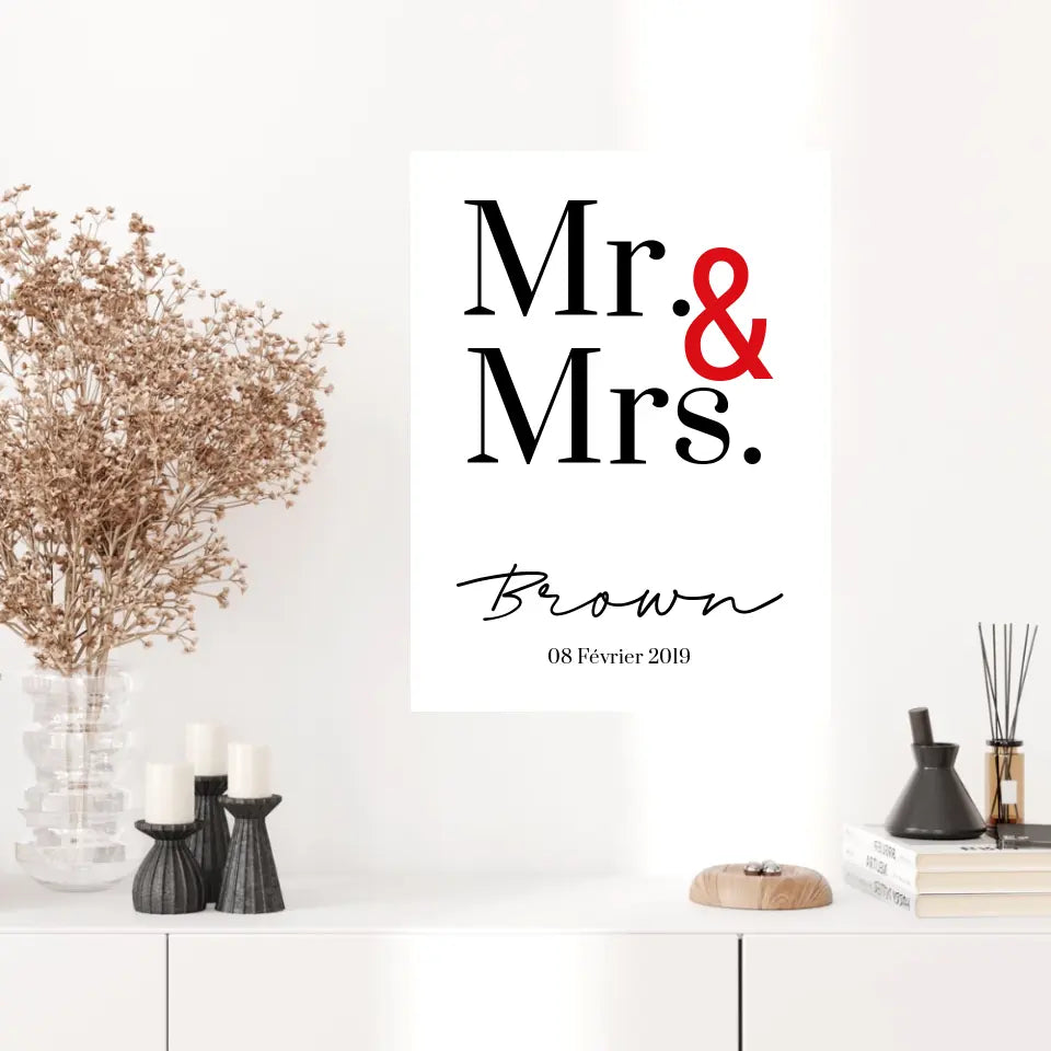 Tableau Couple Personnalisé Mr and Mrs