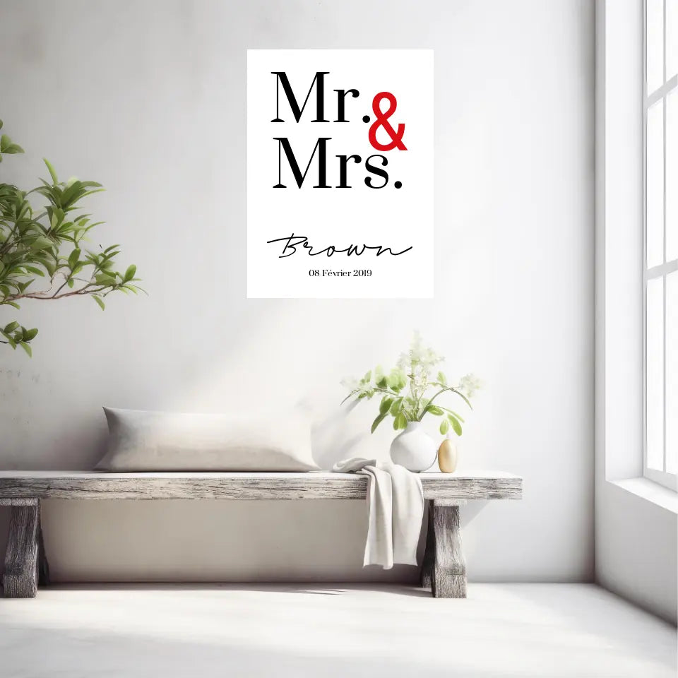 Tableau Couple Personnalisé Mr and Mrs