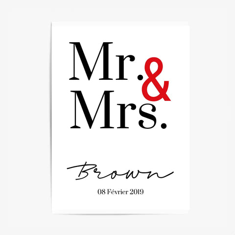 Tableau Couple Personnalisé Mr and Mrs