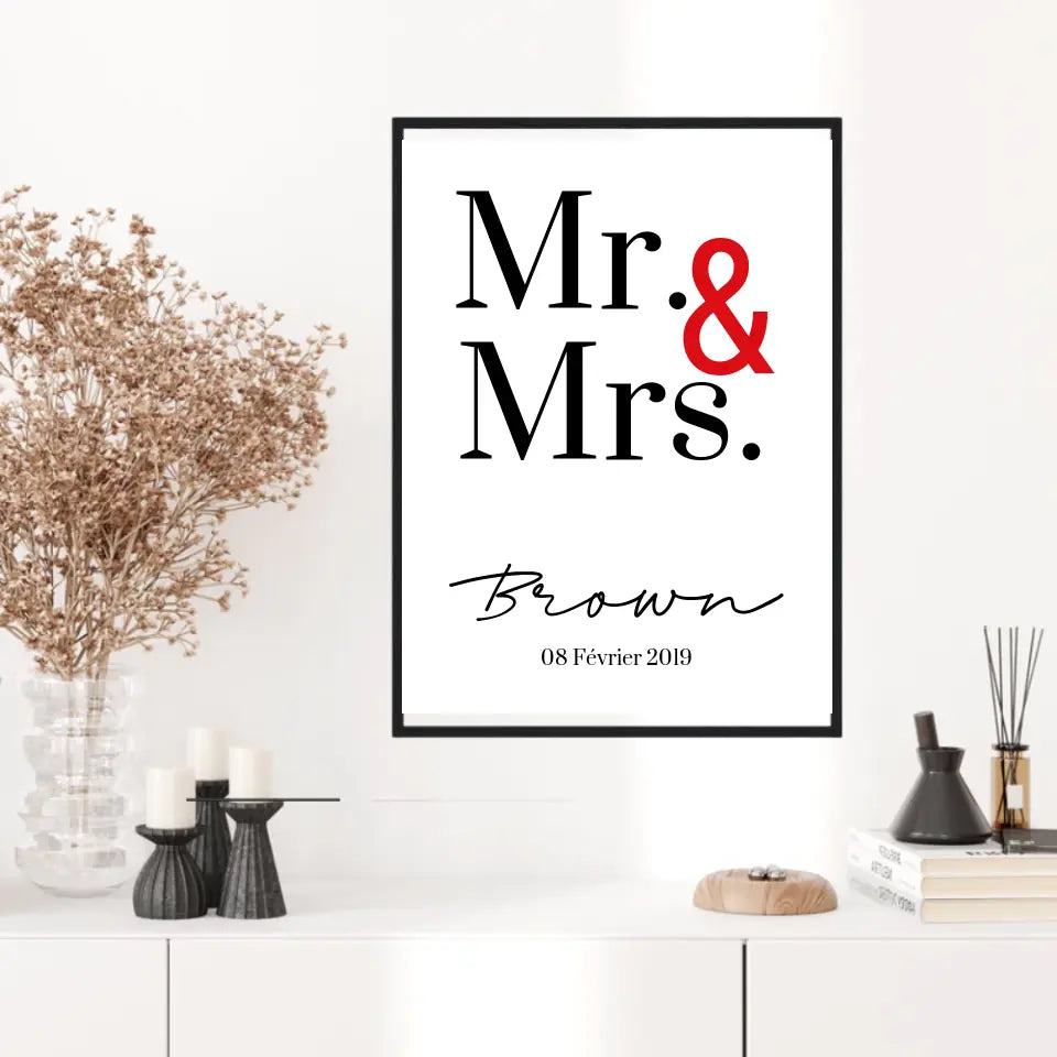 Tableau Couple Personnalisé Mr and Mrs
