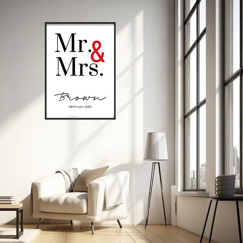 Tableau Couple Personnalisé Mr and Mrs