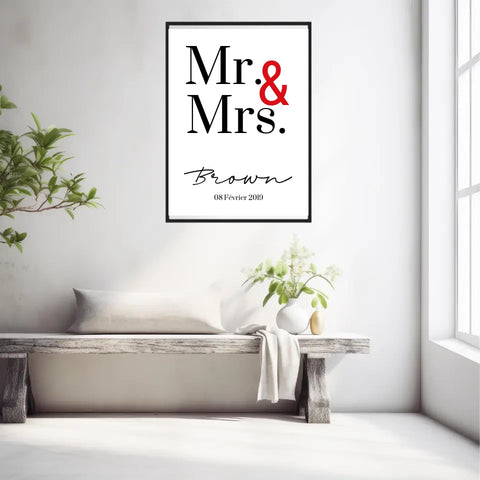 Tableau Couple Personnalisé Mr and Mrs