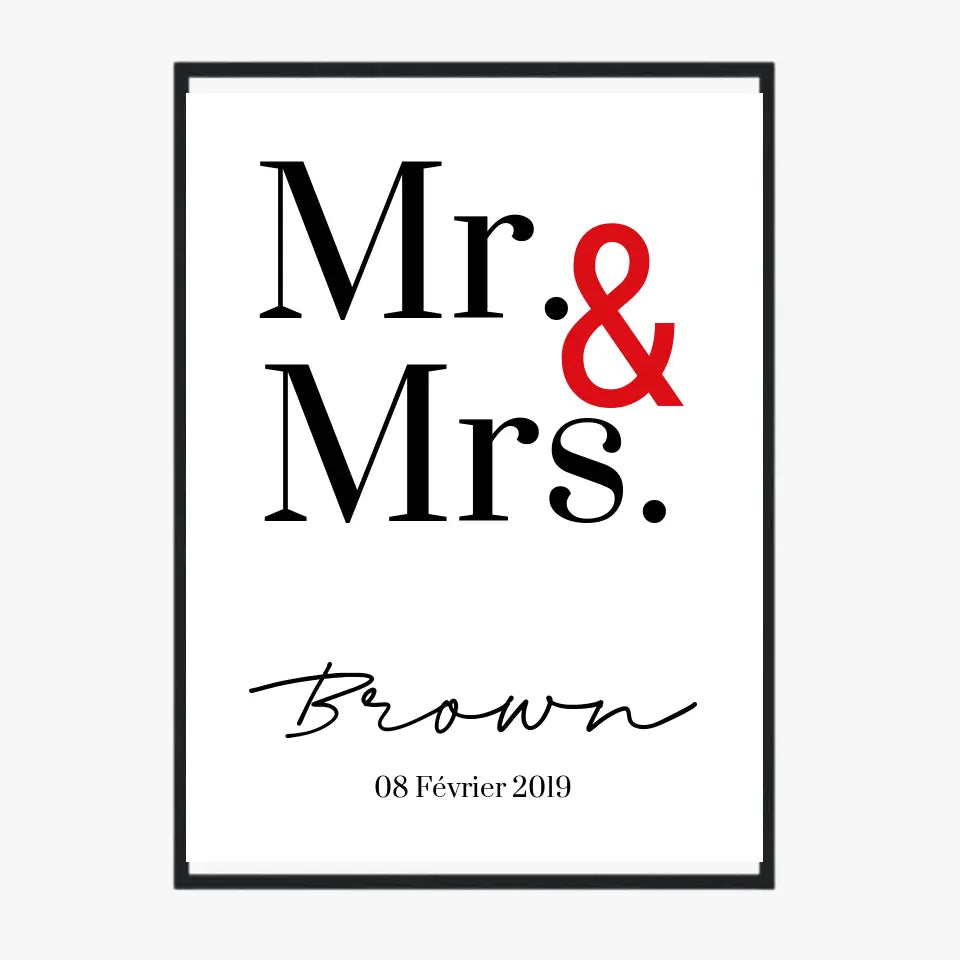 Tableau Couple Personnalisé Mr and Mrs