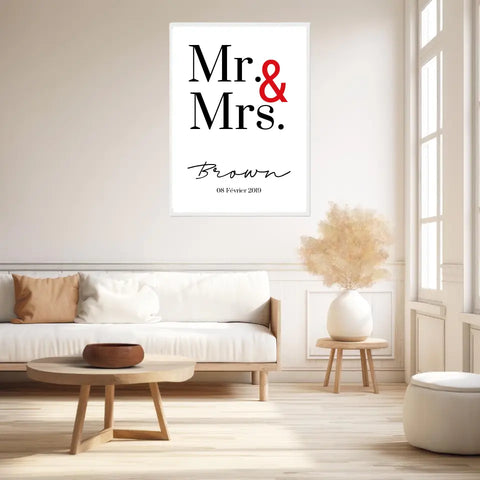 Tableau Couple Personnalisé Mr and Mrs