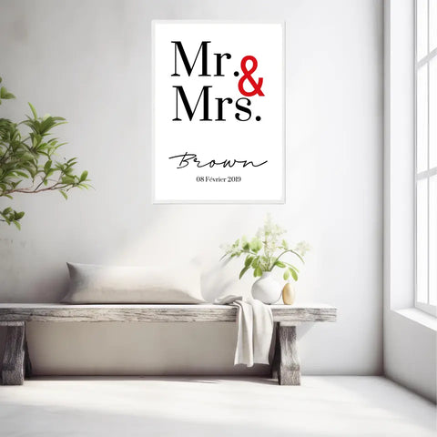 Tableau Couple Personnalisé Mr and Mrs