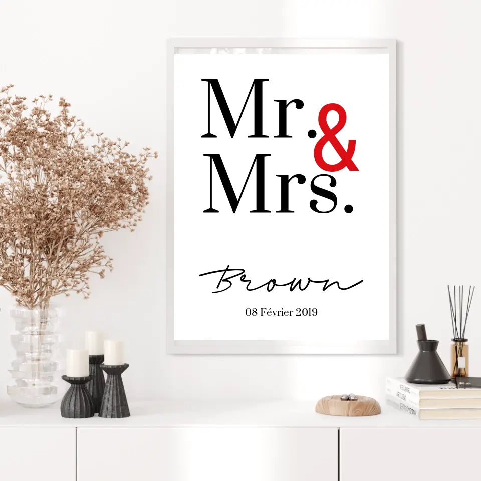 Tableau Couple Personnalisé Mr and Mrs