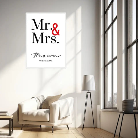 Tableau Couple Personnalisé Mr and Mrs
