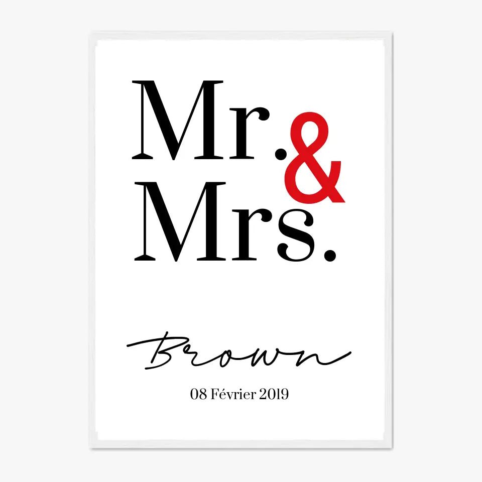 Tableau Couple Personnalisé Mr and Mrs