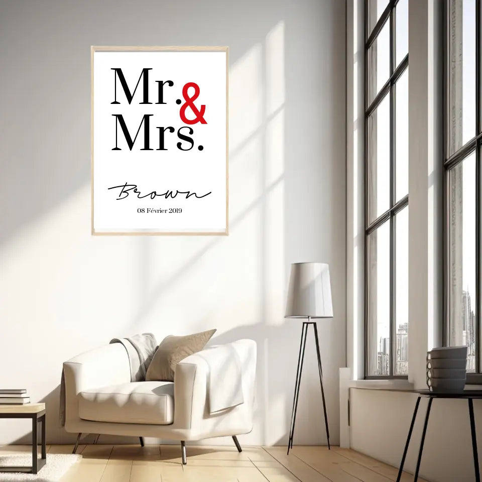 Tableau Couple Personnalisé Mr and Mrs