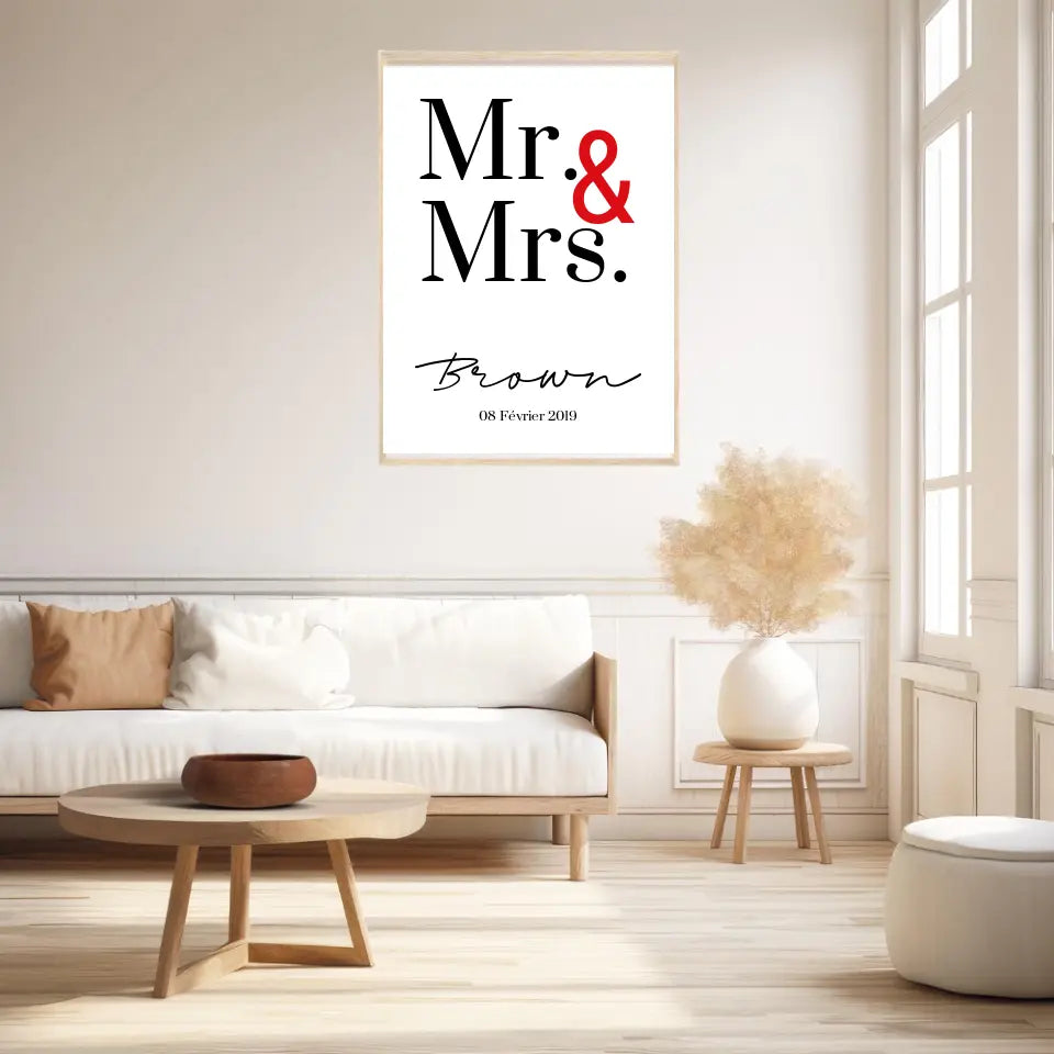 Tableau Couple Personnalisé Mr and Mrs