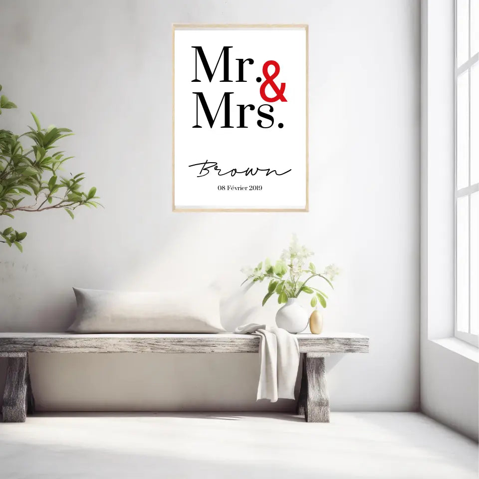 Tableau Couple Personnalisé Mr and Mrs