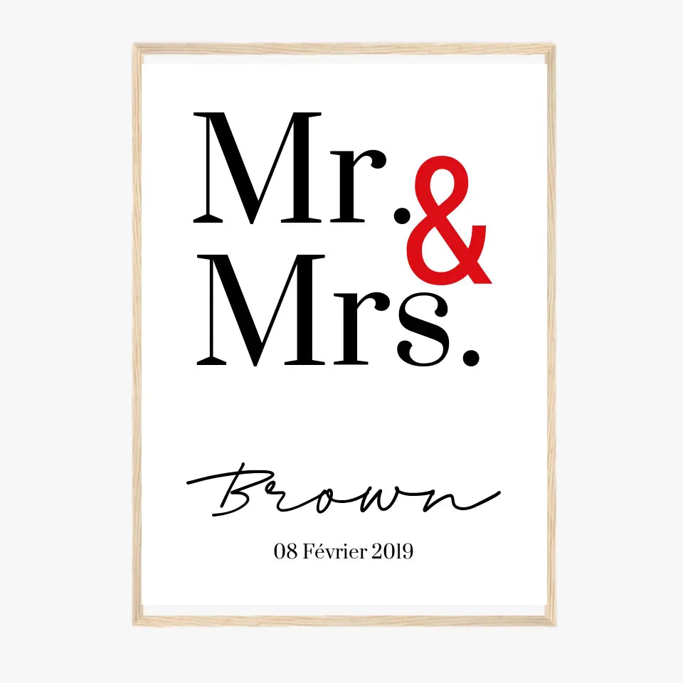 Tableau Couple Personnalisé Mr and Mrs