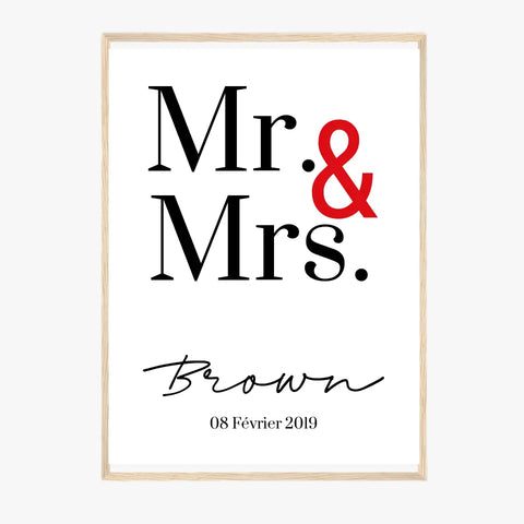 Tableau Couple Personnalisé Mr and Mrs
