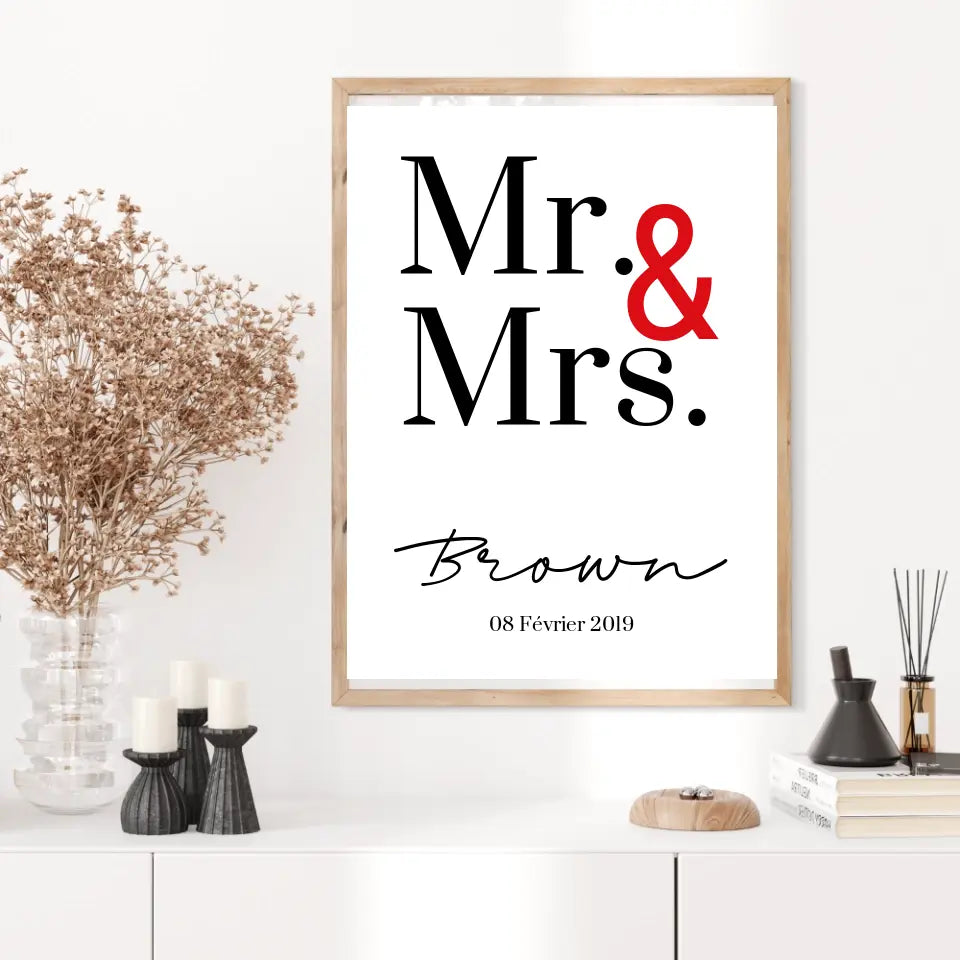 Tableau Couple Personnalisé Mr and Mrs