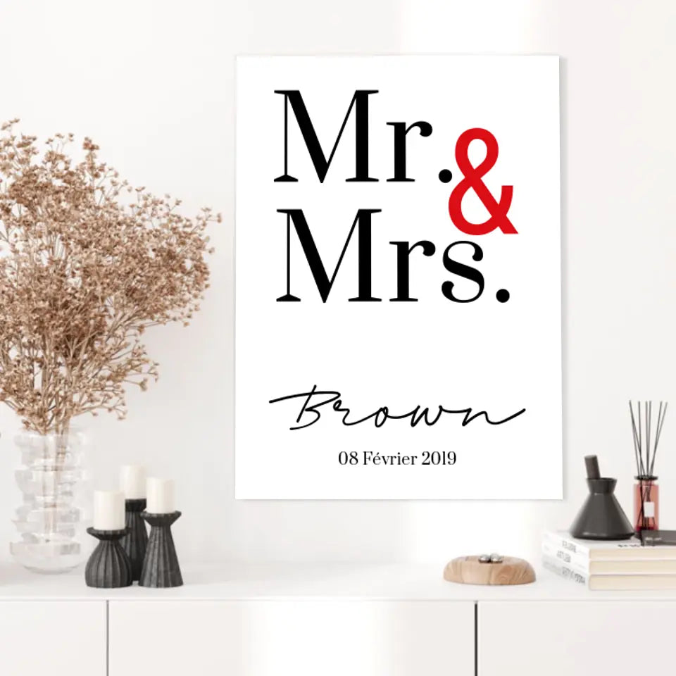 Tableau Couple Personnalisé Mr and Mrs