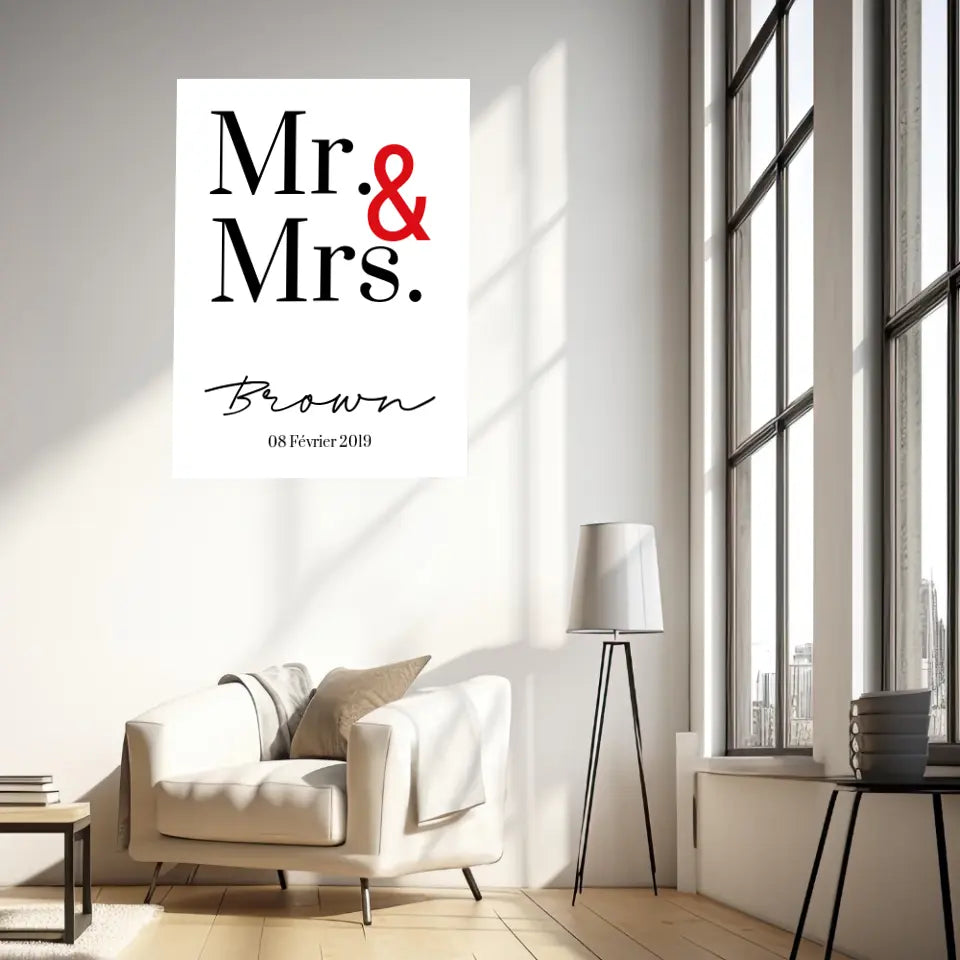 Tableau Couple Personnalisé Mr and Mrs