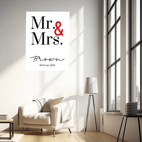 Tableau Couple Personnalisé Mr and Mrs