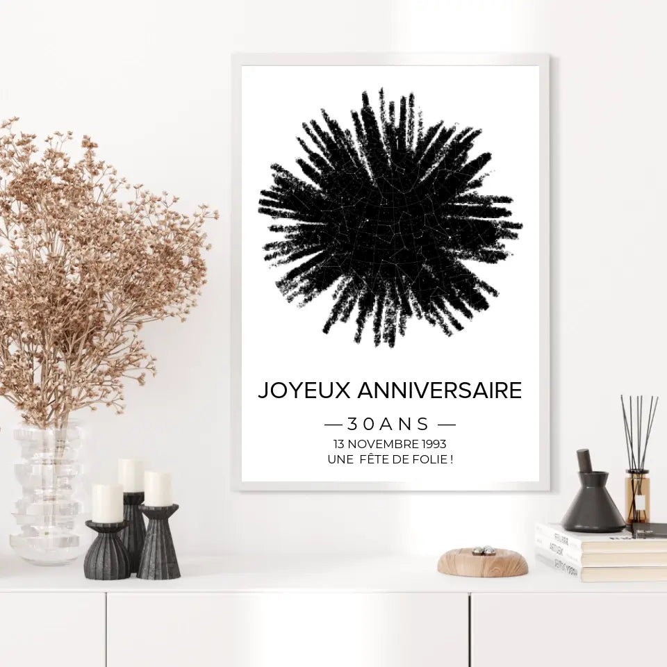 Tableau carte du ciel personnalisé feu d'artifice