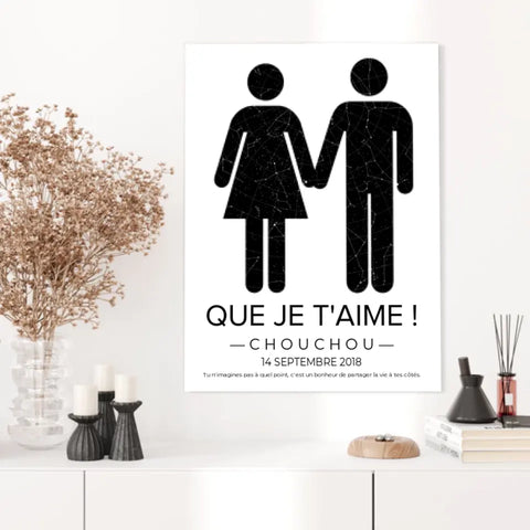 Tableau carte du ciel personnalisé mariage