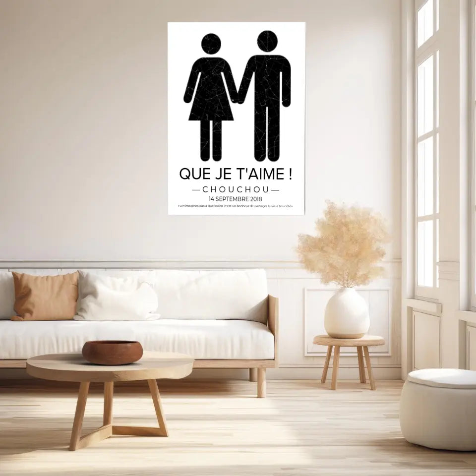 Tableau carte du ciel personnalisé mariage