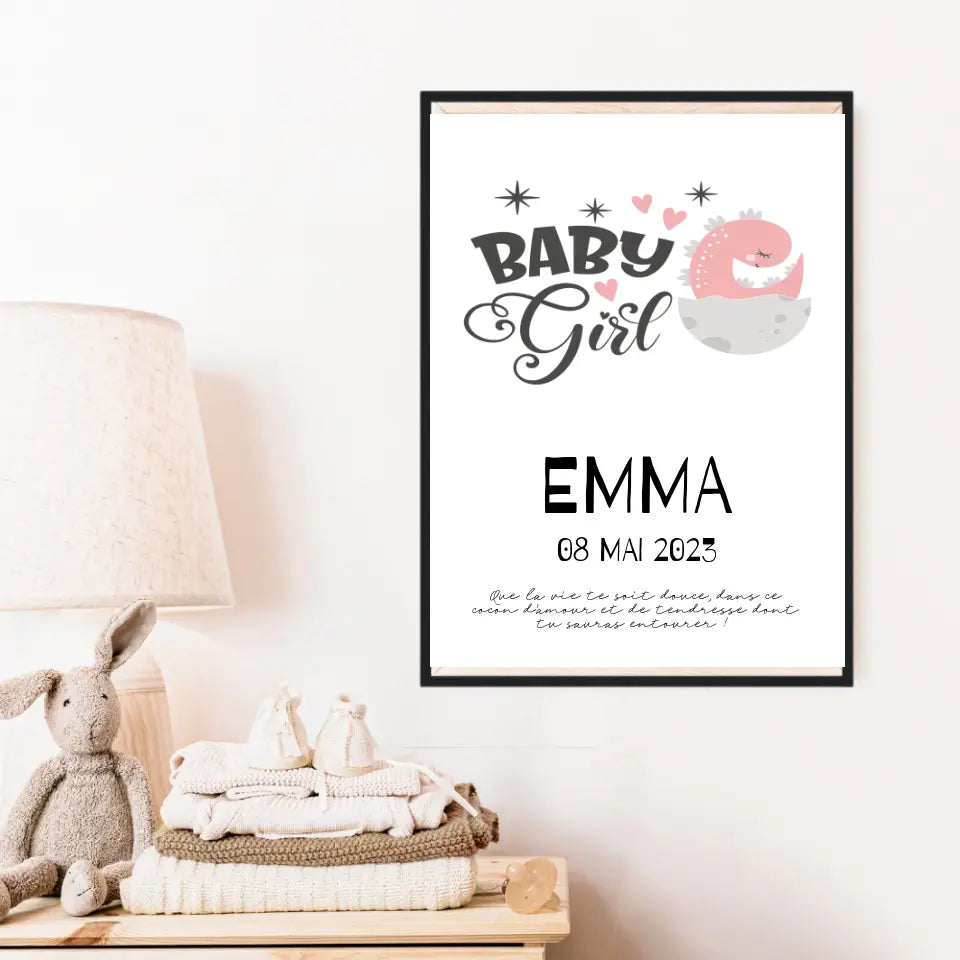 Affiche Naissance Personnalisé Bébé Fille